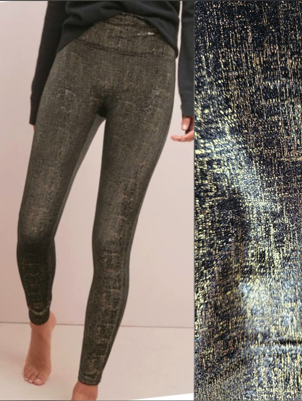 NEW Spanx Velvet Shine Gold Leggings Shimmer